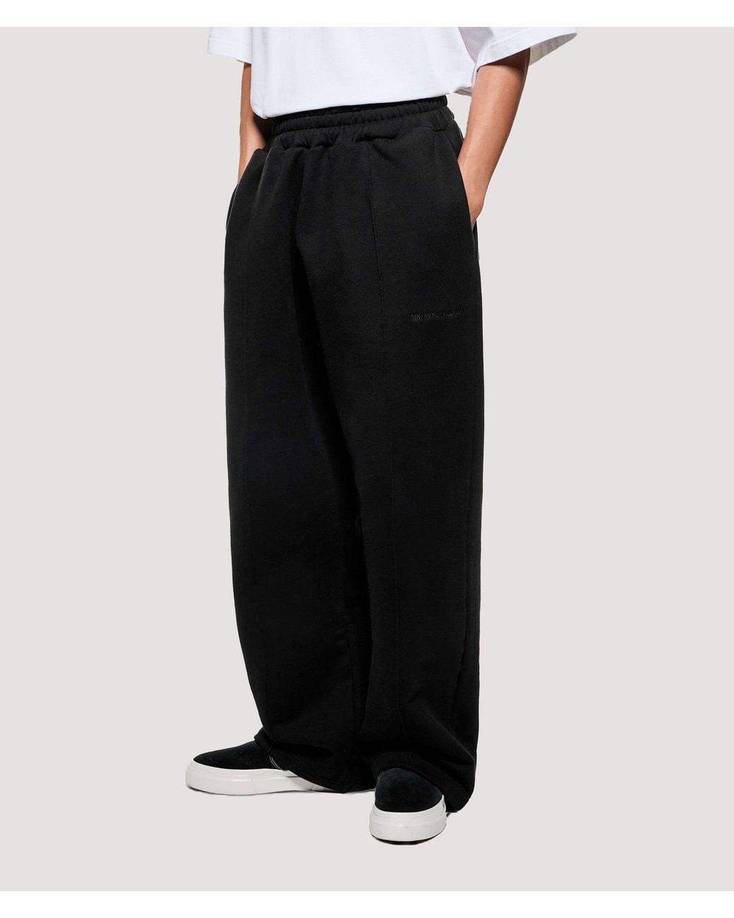 MKI Miyuki-Zoku Black Relaxed Fit 800 Gsm Superweight Wide Leg Joggers for men