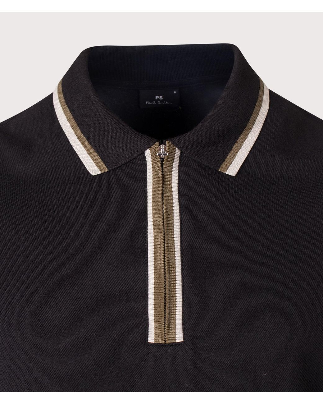 Paul Smith Black Regular Fit Quarter Zip Polo Shirt for men