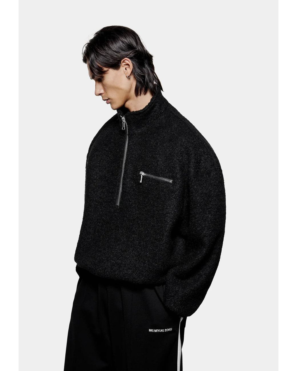 MKI Miyuki-Zoku Oversized Fit Boucle Quarter Zip Sweatshirt