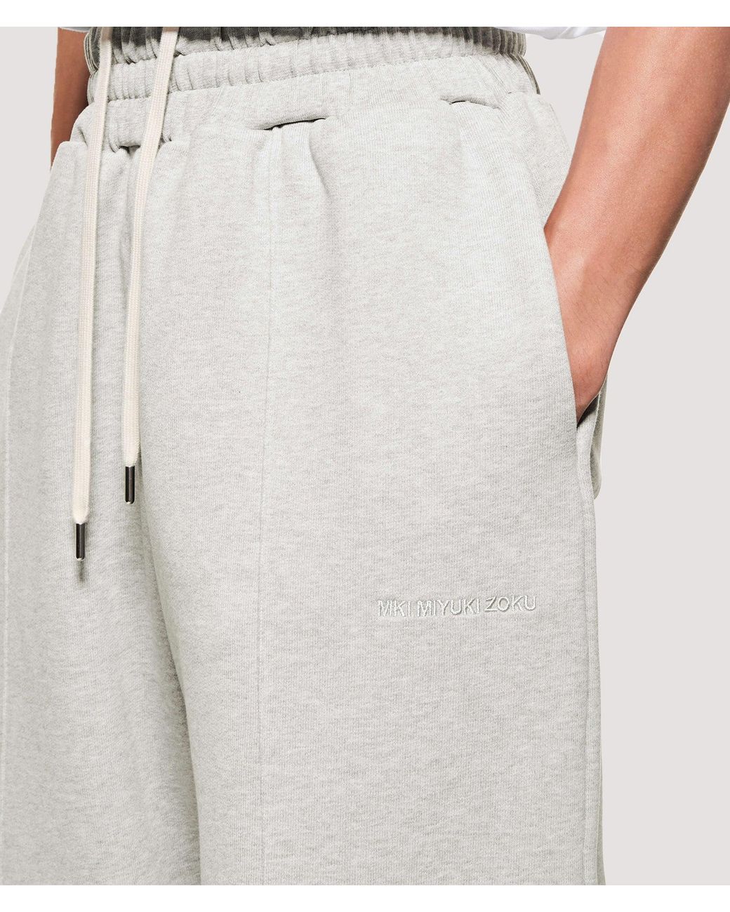 MKI Miyuki-Zoku Gray Relaxed Fit 800 Gsm Superweight Wide Leg Joggers for men