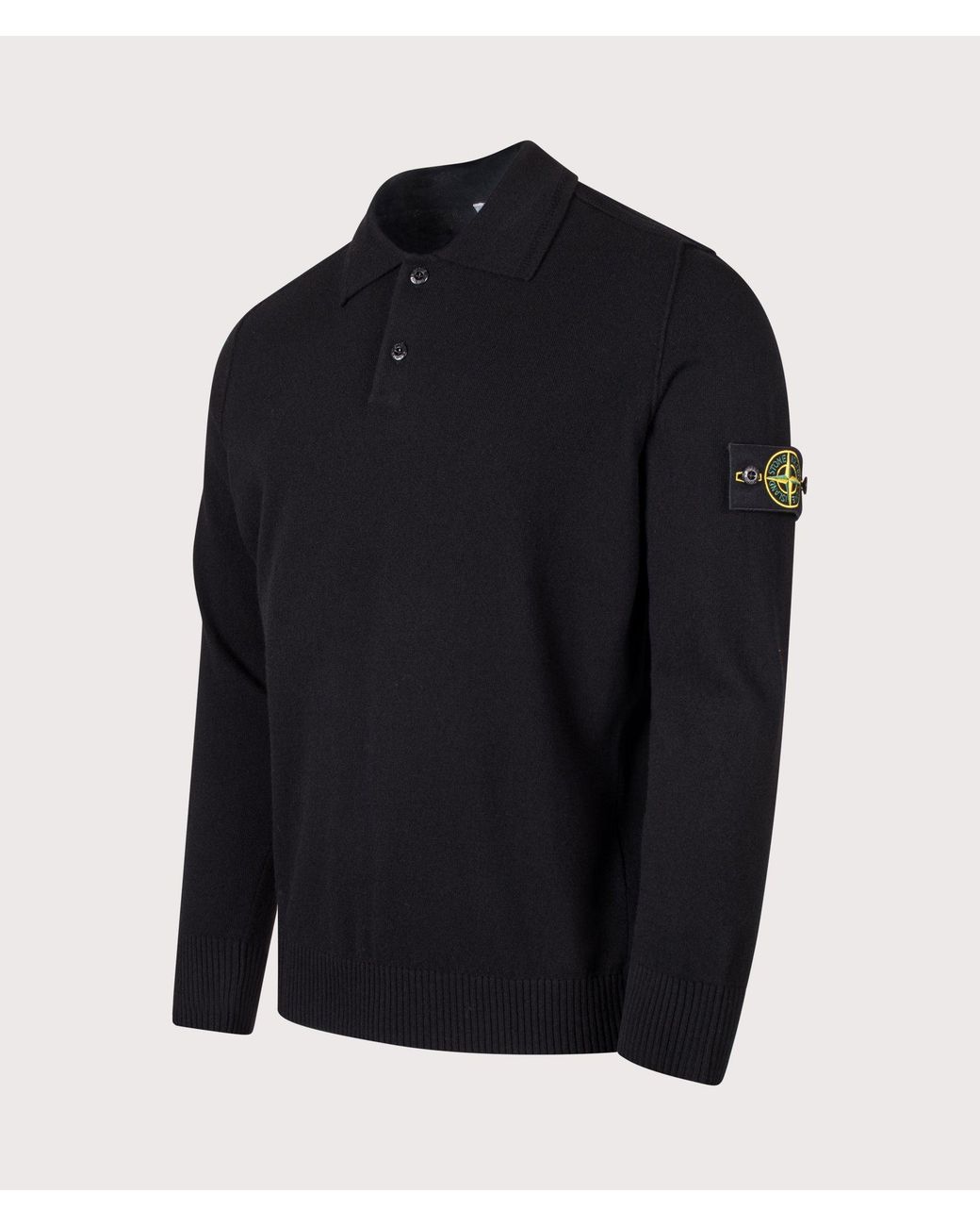 Stone Island Blue Loose Fit Light Rws Geelong Wool Polo Collar Jumper for men
