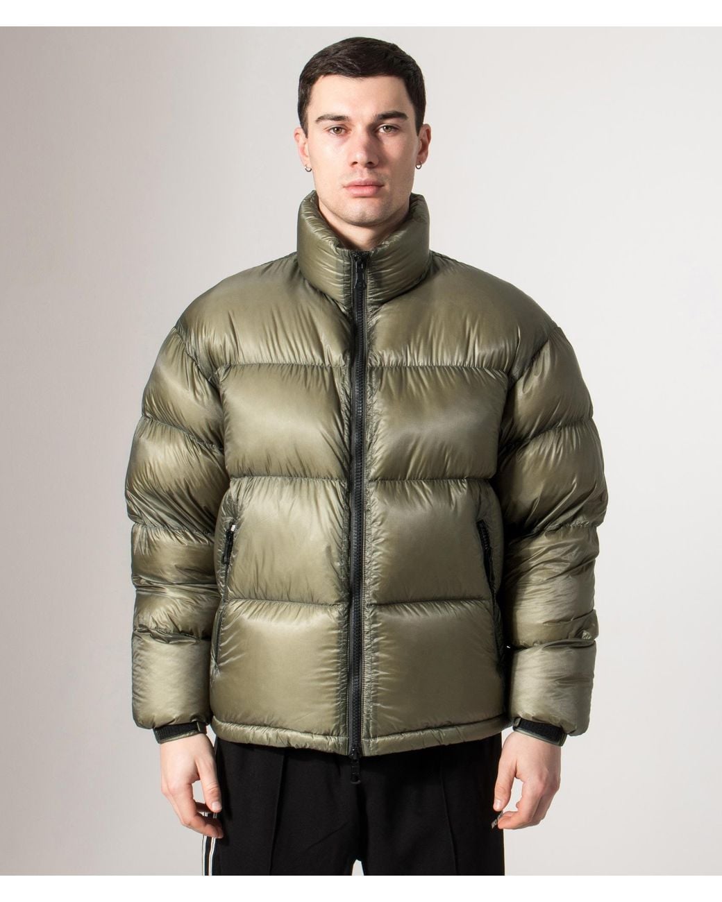 MKI Miyuki-Zoku Green Translucent Funnel Neck Bubble Jacket for men