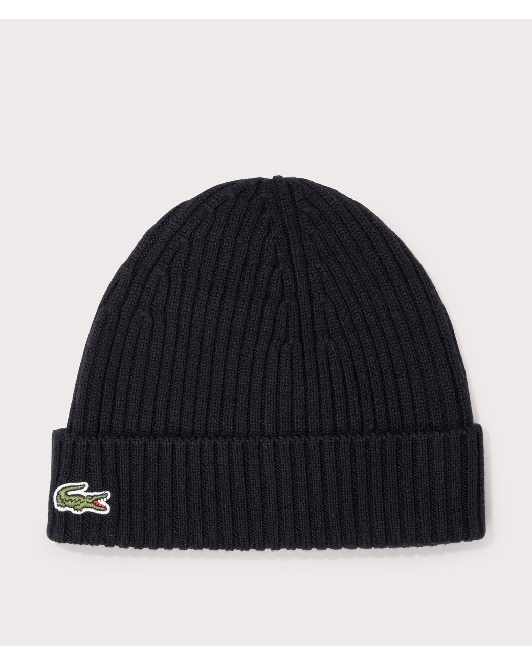 Lacoste Blue Ribbed Wool Beanie for men