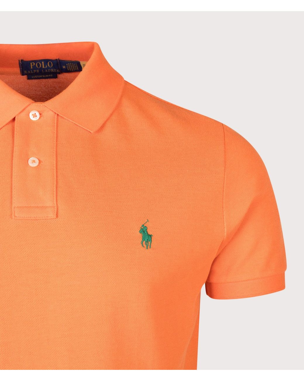 Polo Ralph Lauren Orange Custom Slim Fit Mesh Polo Shirt for men