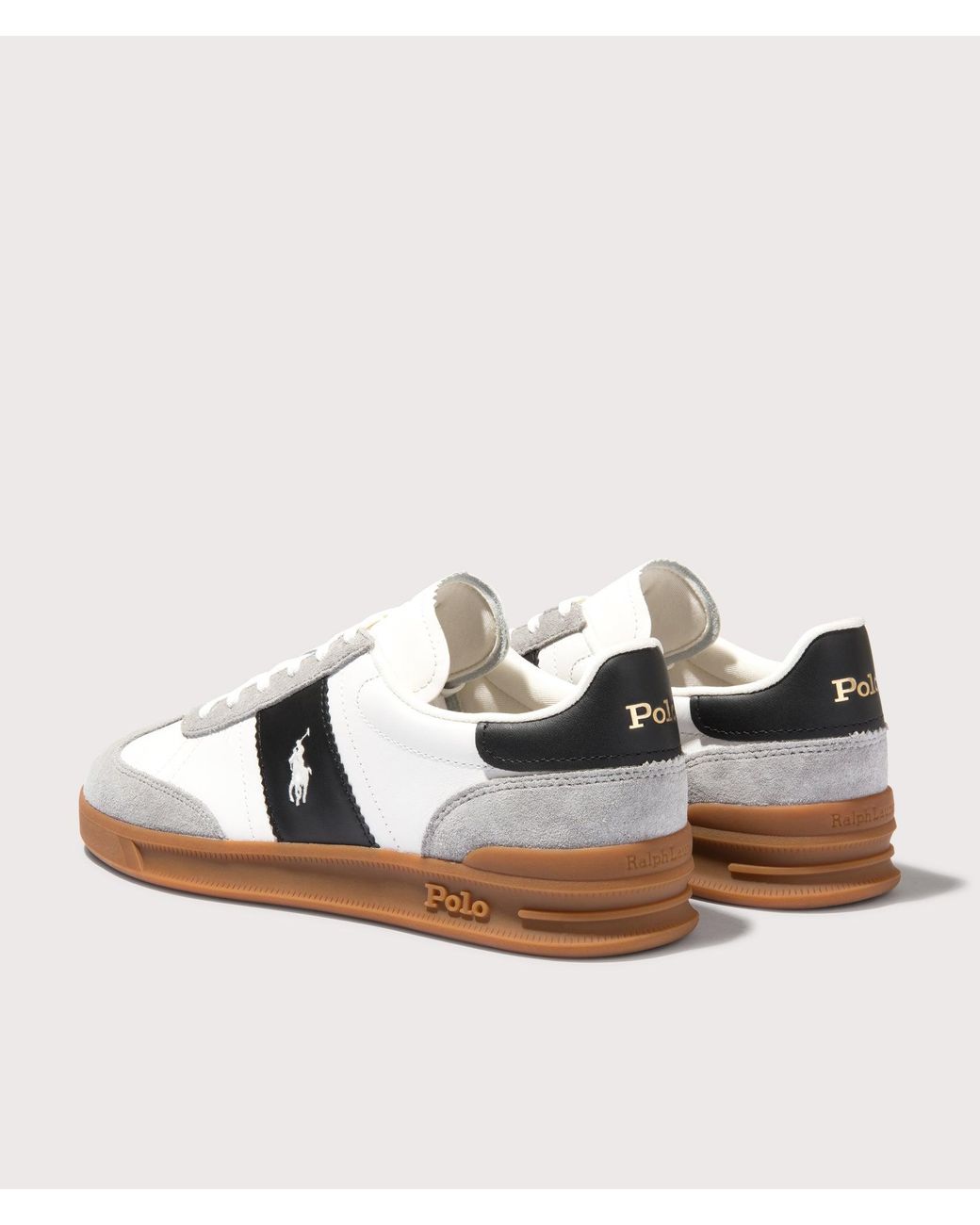 Polo Ralph Lauren Gray Heritage Aera Leather Suede Sneakers for men