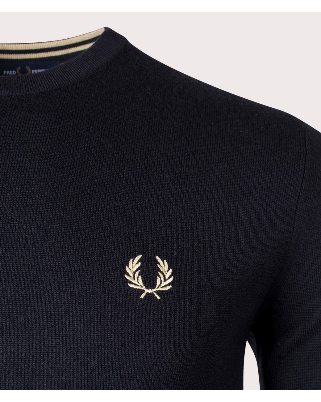 Fred Perry Blue Classic Crew Neck Jumper for men