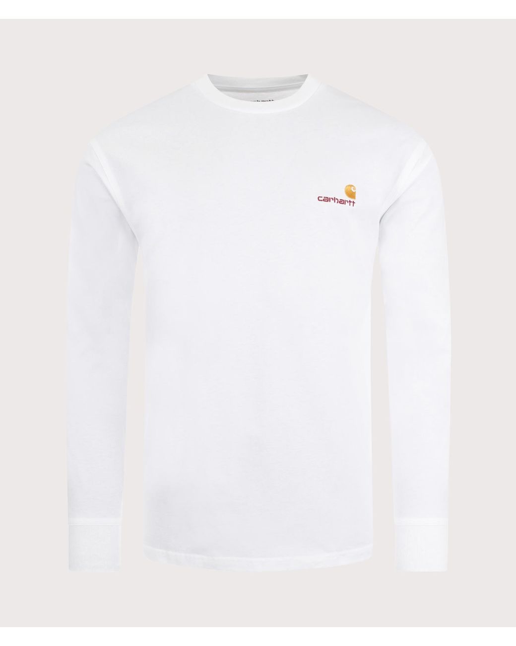 Carhartt White Loose Fit American Script Long Sleeve T-Shirt for men