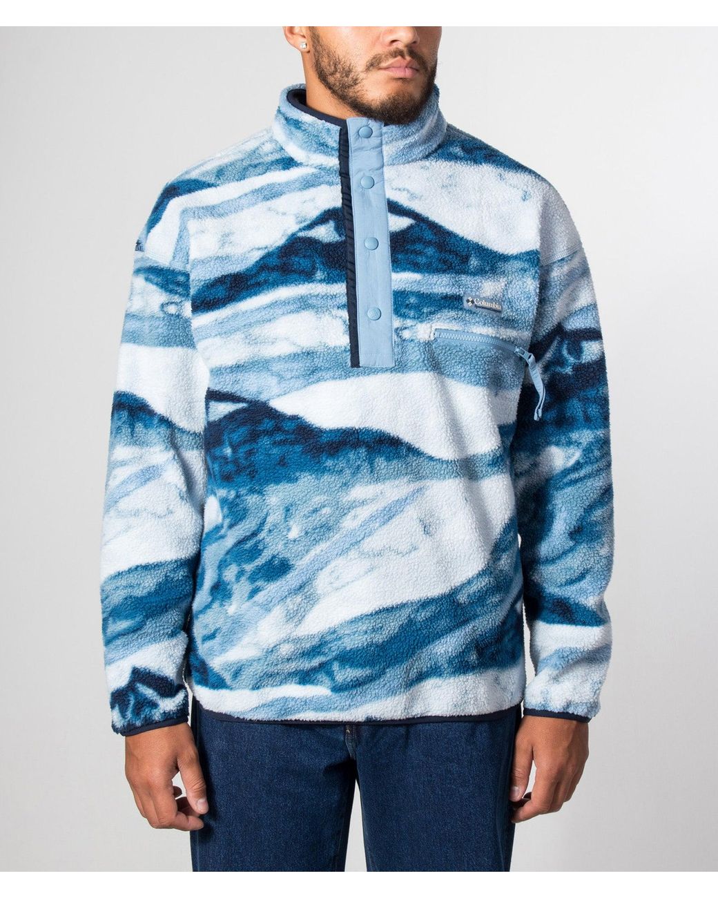 Columbia Blue Regular Fit Helvetia Ii Printed Half Snap Fleece for men