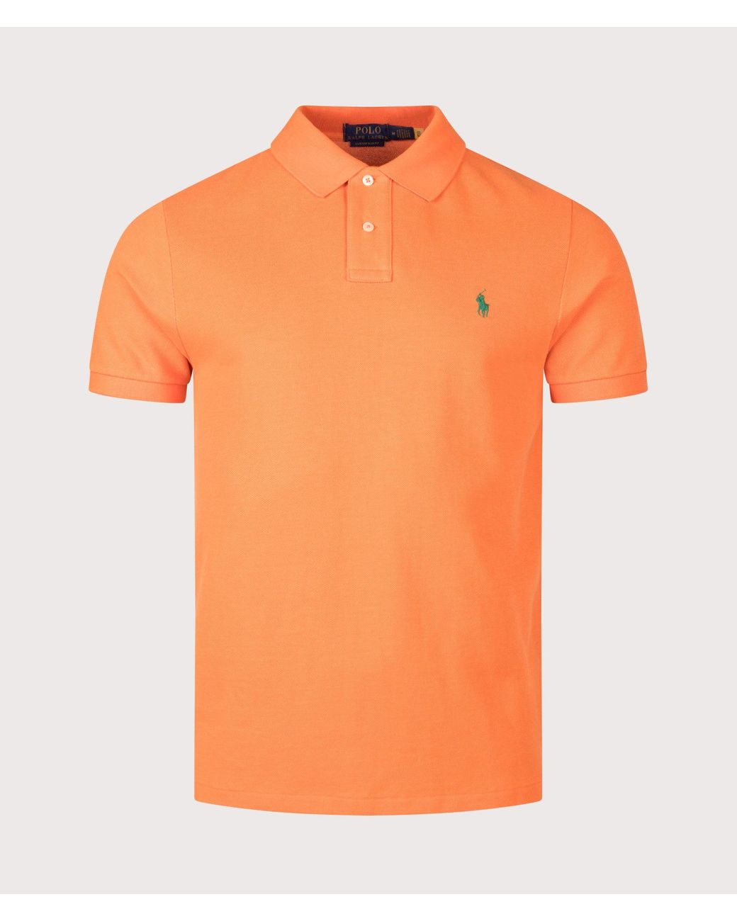 Polo Ralph Lauren Orange Custom Slim Fit Mesh Polo Shirt for men