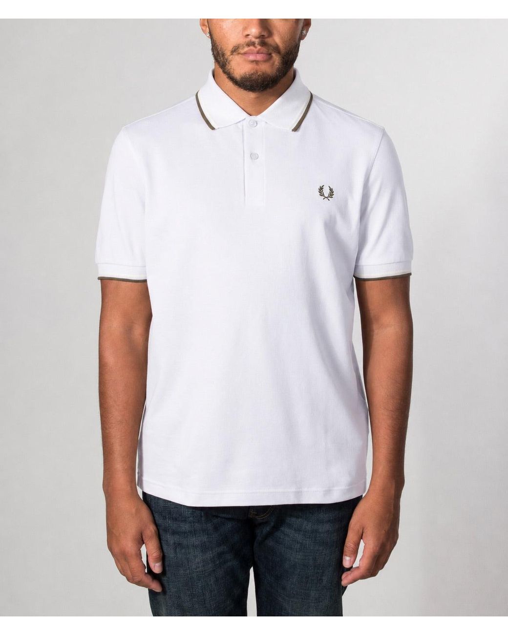 Fred Perry White Regular Fit Twin Tipped Polo Shirt for men