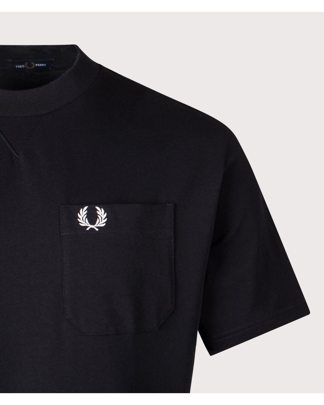 Fred Perry Black Relaxed Fit Pocket Detail T-Shirt for men