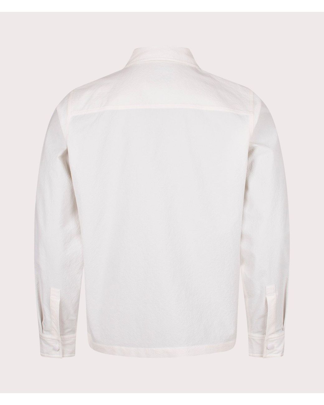HUGO White Oversized Eselio Zip Overshirt for men