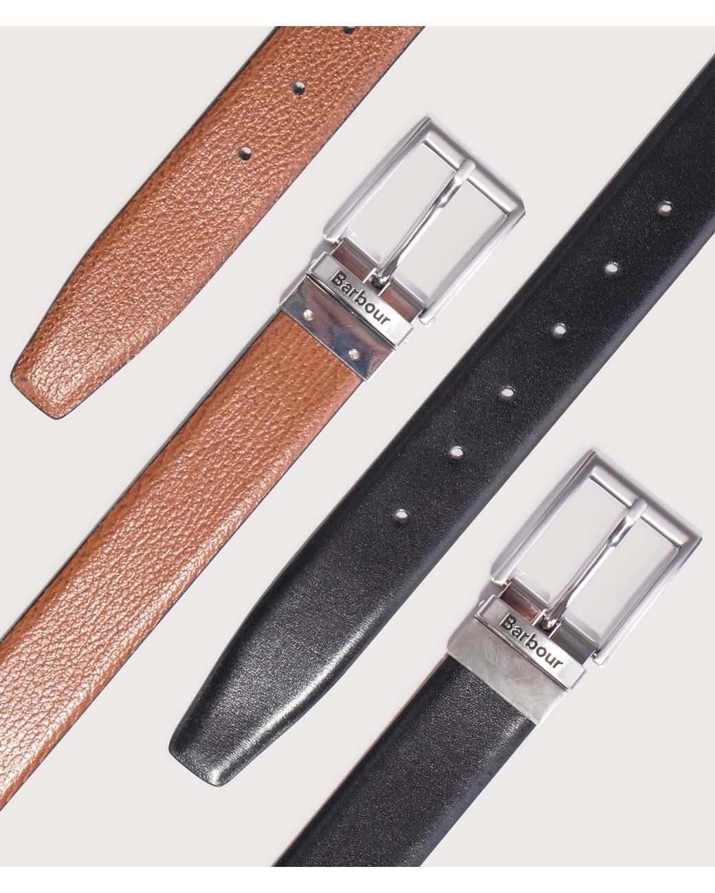 Barbour Gray Fife Reversible Leather Belt for men