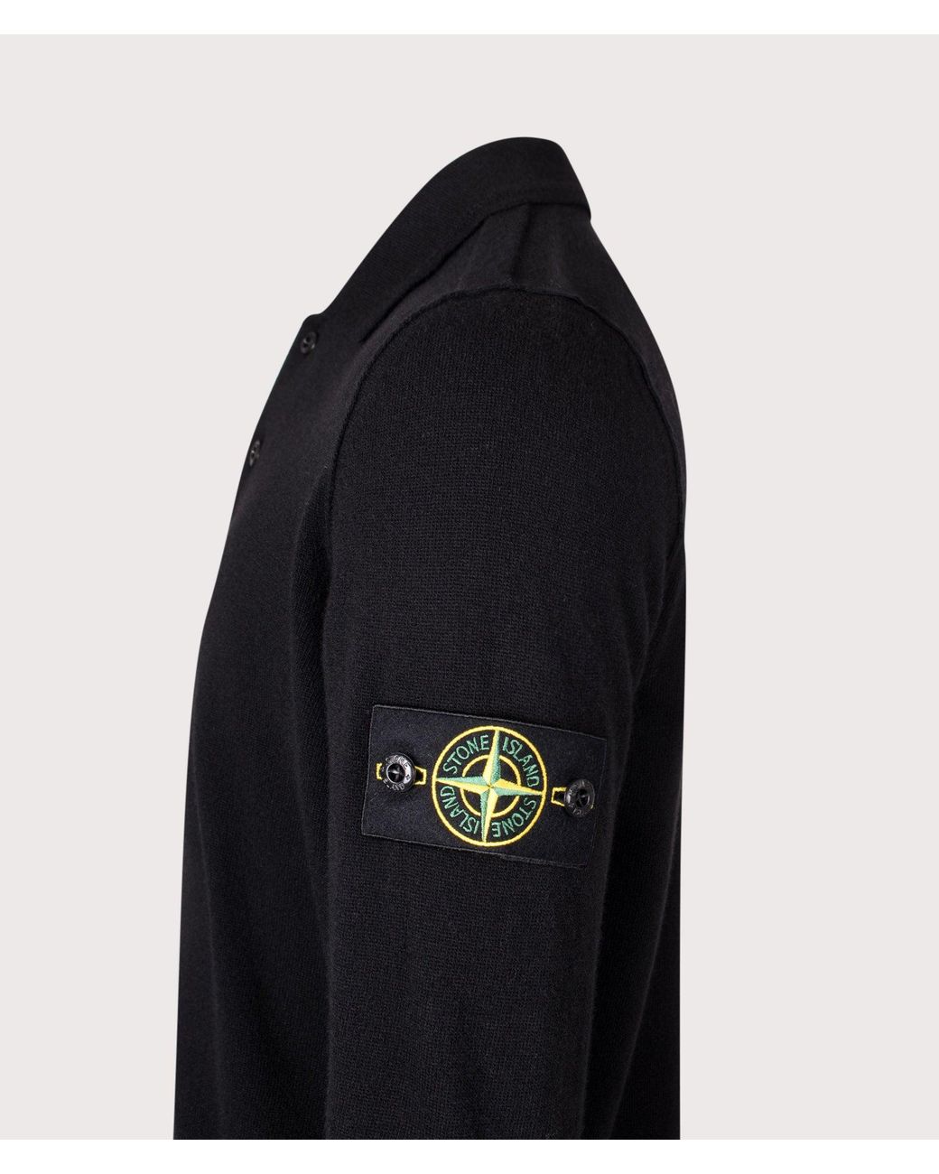 Stone Island Blue Loose Fit Light Rws Geelong Wool Polo Collar Jumper for men