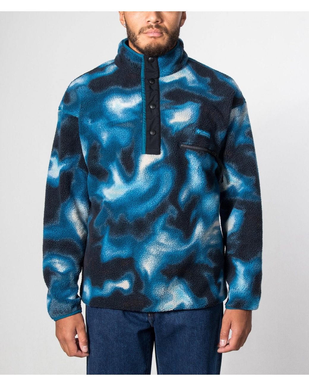 Columbia Blue Regular Fit Helvetia Ii Printed Half Snap Fleece for men