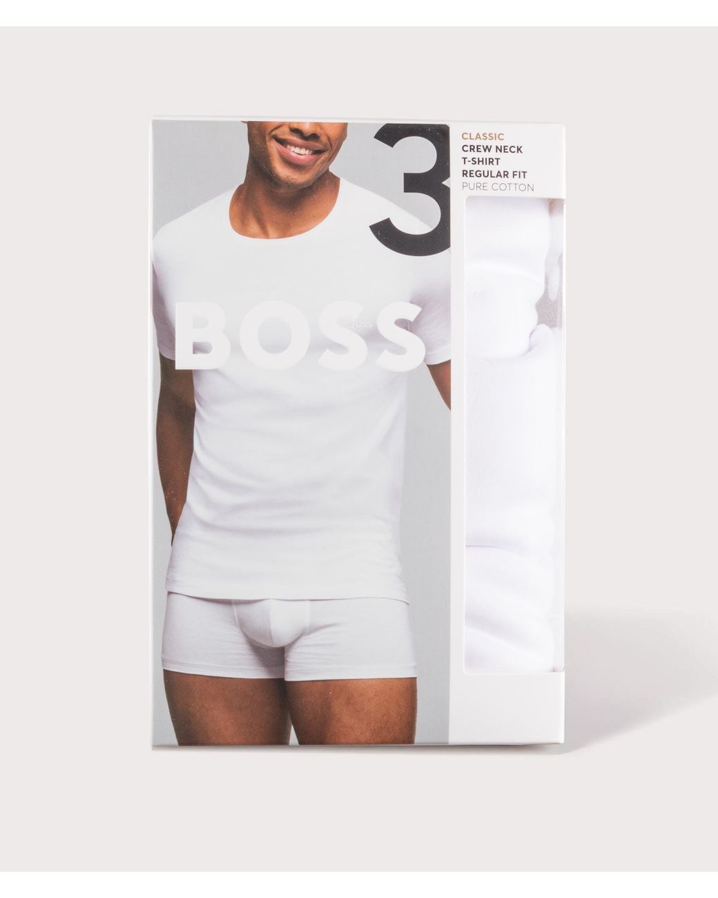 Boss White Regular Fit 3 Pack Lightweight T-Shirt for men