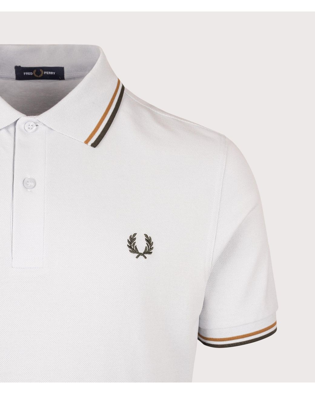 Fred Perry White Regular Fit Twin Tipped Polo Shirt for men