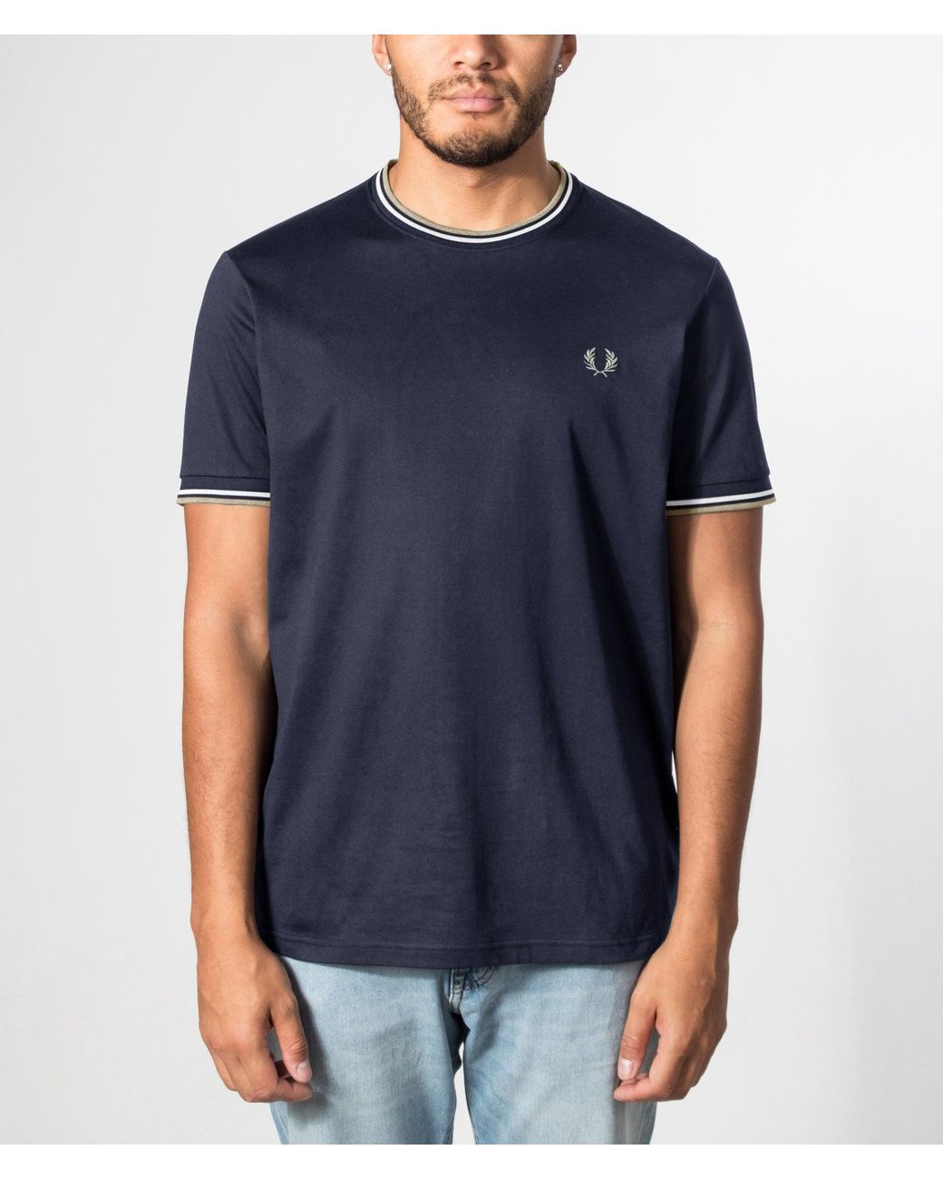 Fred Perry Blue Regular Fit Twin Tipped T-Shirt for men