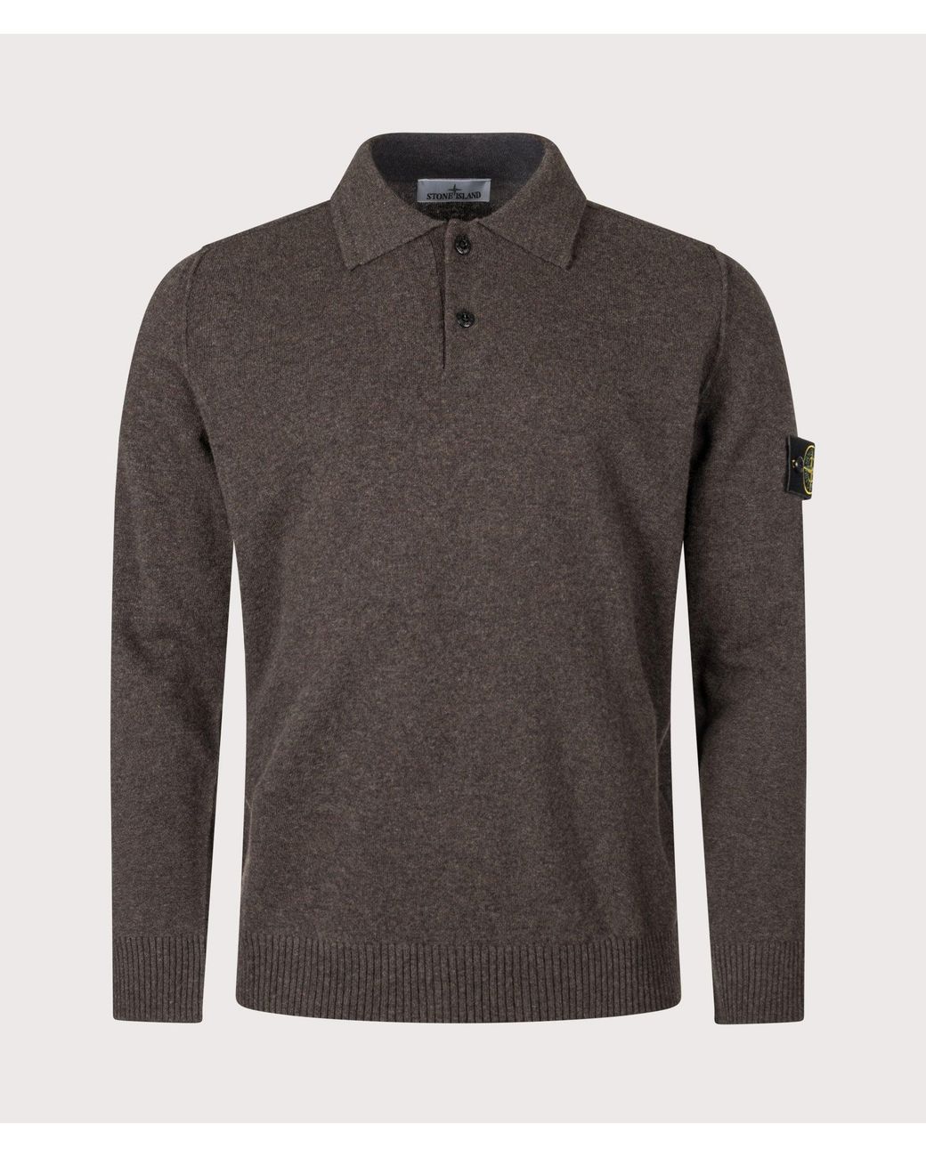 Stone Island Gray Loose Fit Light Rws Geelong Wool Polo Collar Jumper for men