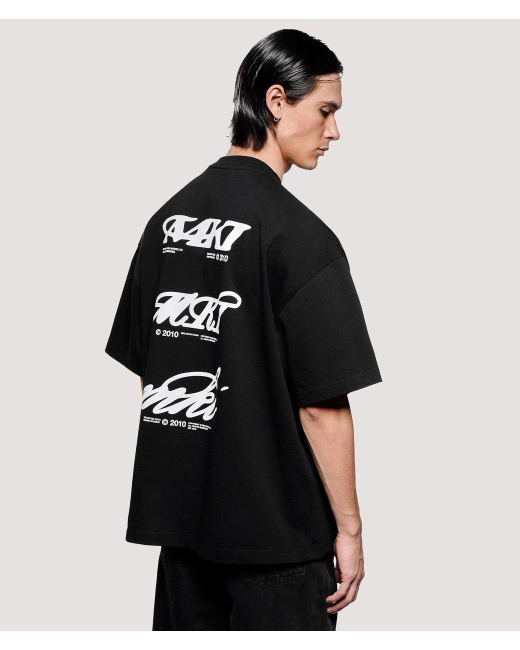 MKI Miyuki-Zoku Black Box Fit Stack T-Shirt for men