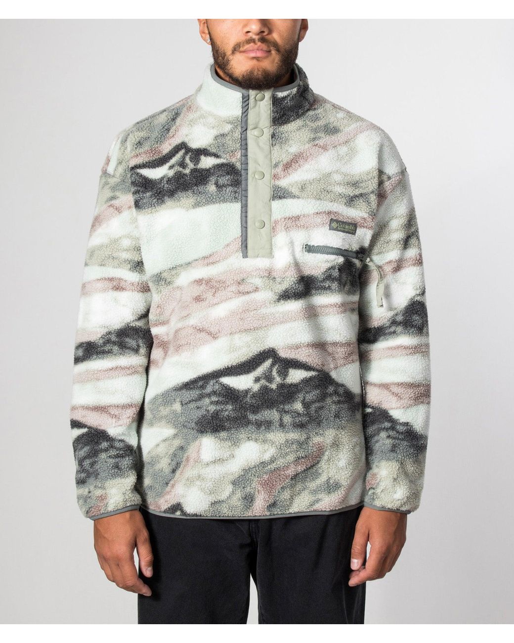 Columbia Gray Regular Fit Helvetia Ii Printed Half Snap Fleece for men