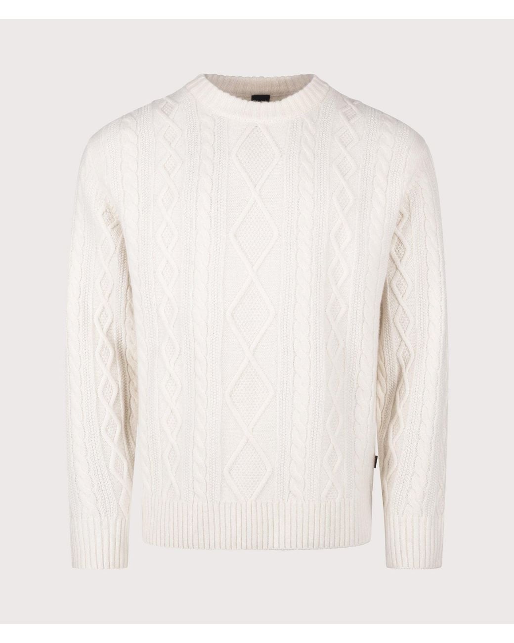 Boss White Relaxed Fit Atreccio Jumper for men