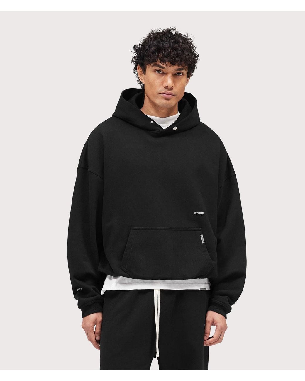 Represent Black Oversized Micro Owners Club Hoodie for men