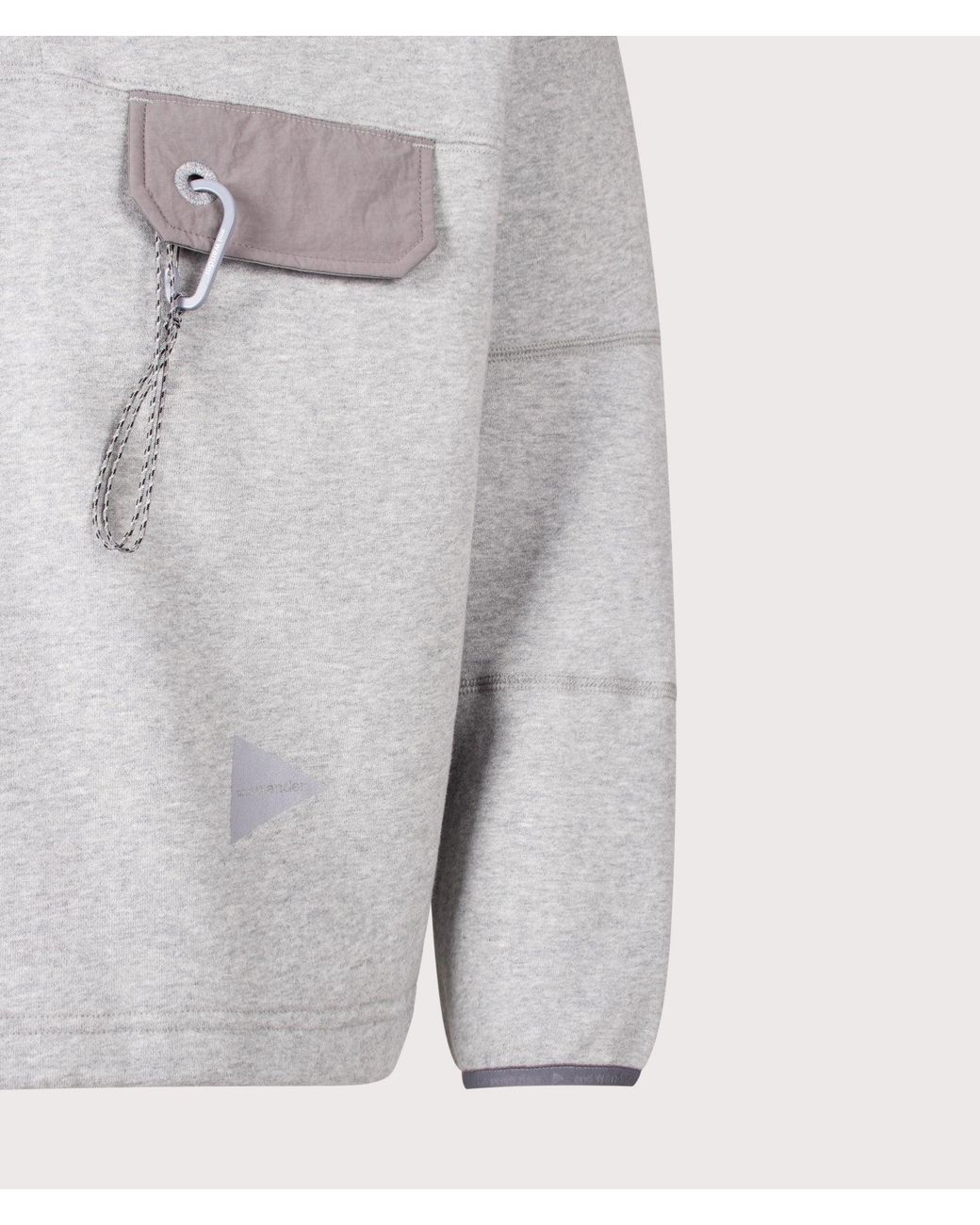 And Wander Gray Relaxed Fit Button Placket Overhead Sweatshirt for men