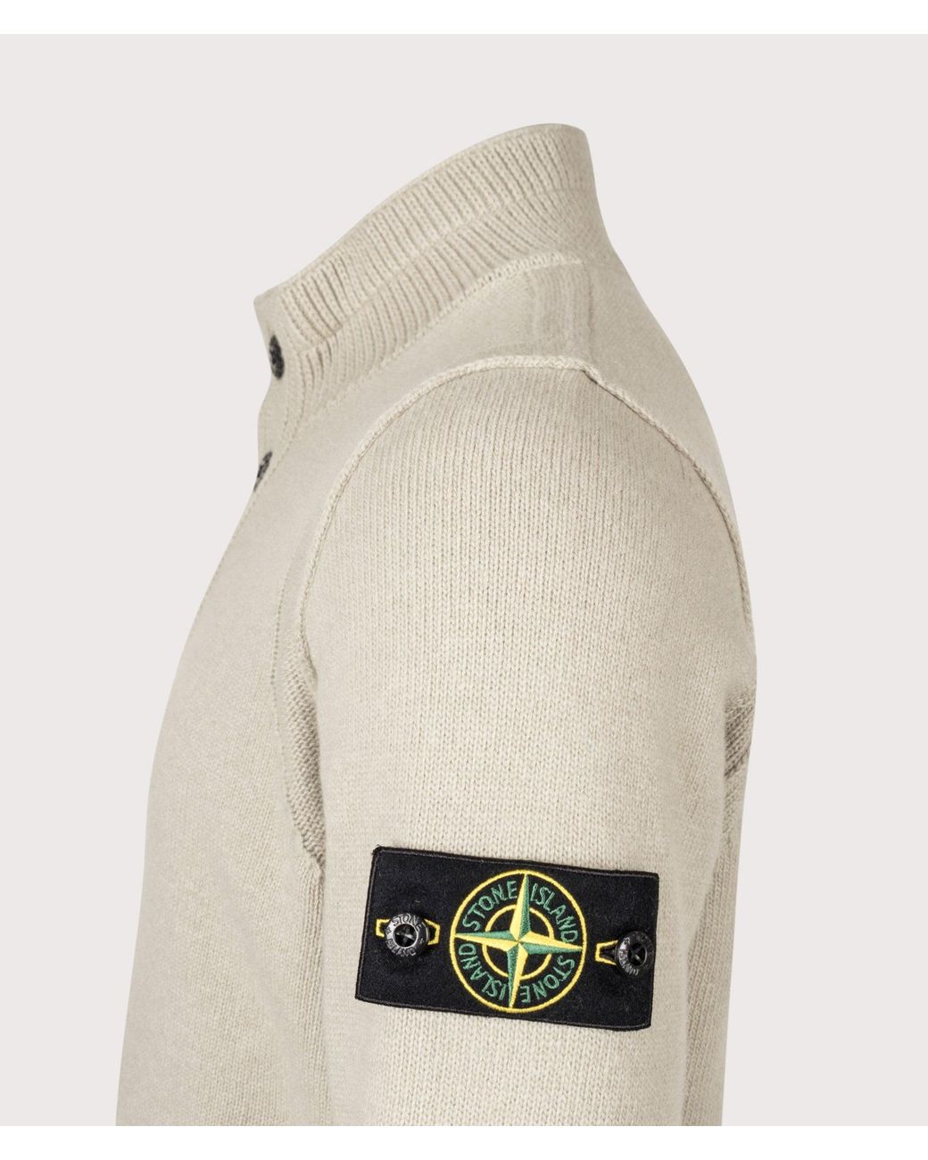 Stone Island Natural Lambswool Button Up Jumper for men