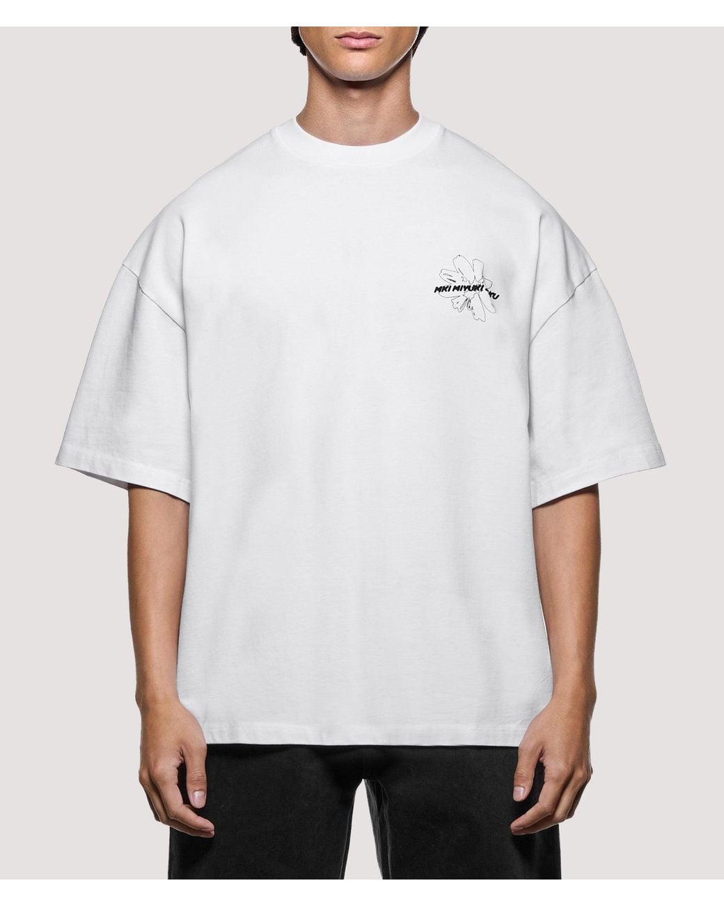 MKI Miyuki-Zoku White Oversized Box Fit Wildflower T-Shirt for men