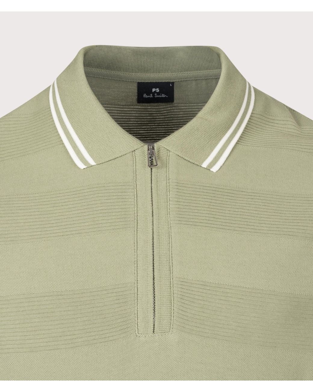 Paul Smith Green Regular Fit Quarter Zip Polo Shirt for men