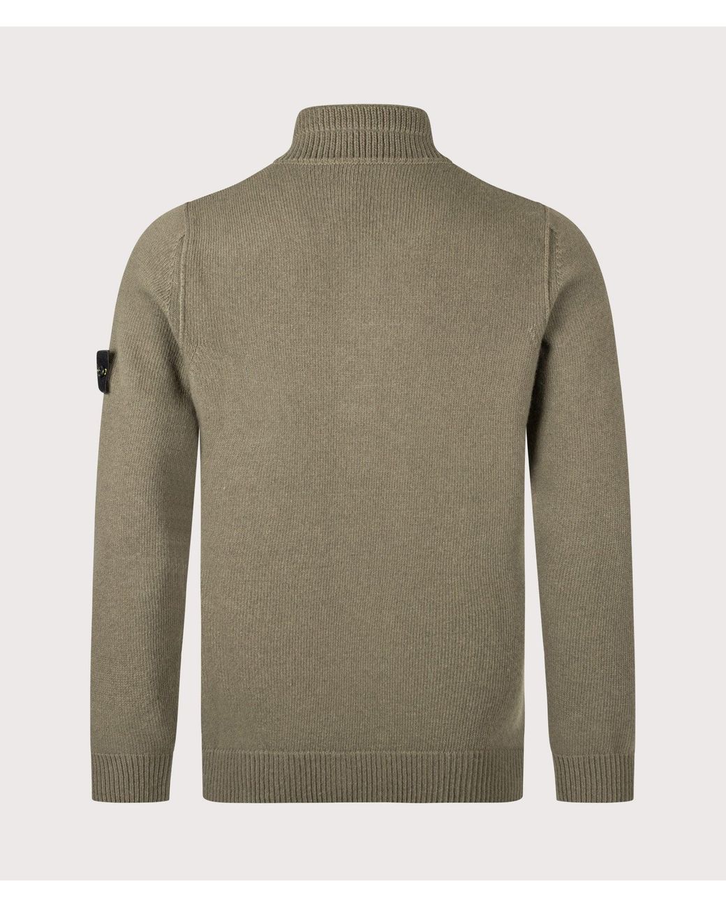 Stone Island Green Lambswool Button Up Jumper for men