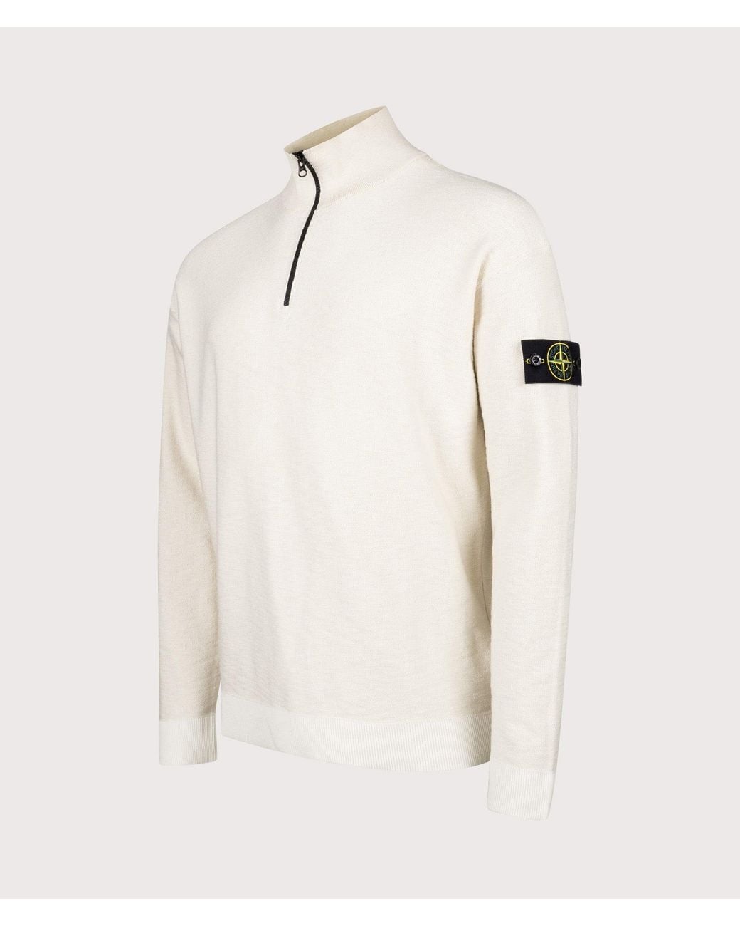 Stone Island Natural Relaxed Fit Quarter Zip Knit Jumper for men