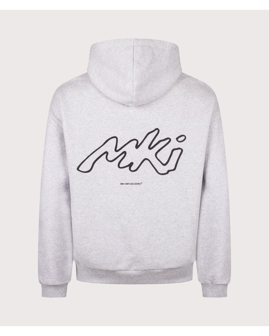 MKI Miyuki-Zoku Gray Oversized Box Fit Ink Line Hoodie for men
