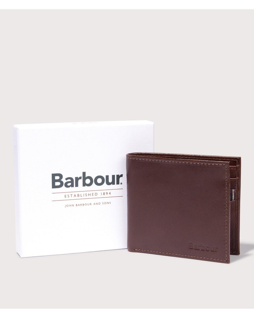 Barbour Brown Colwell Leather Billfold Wallet for men