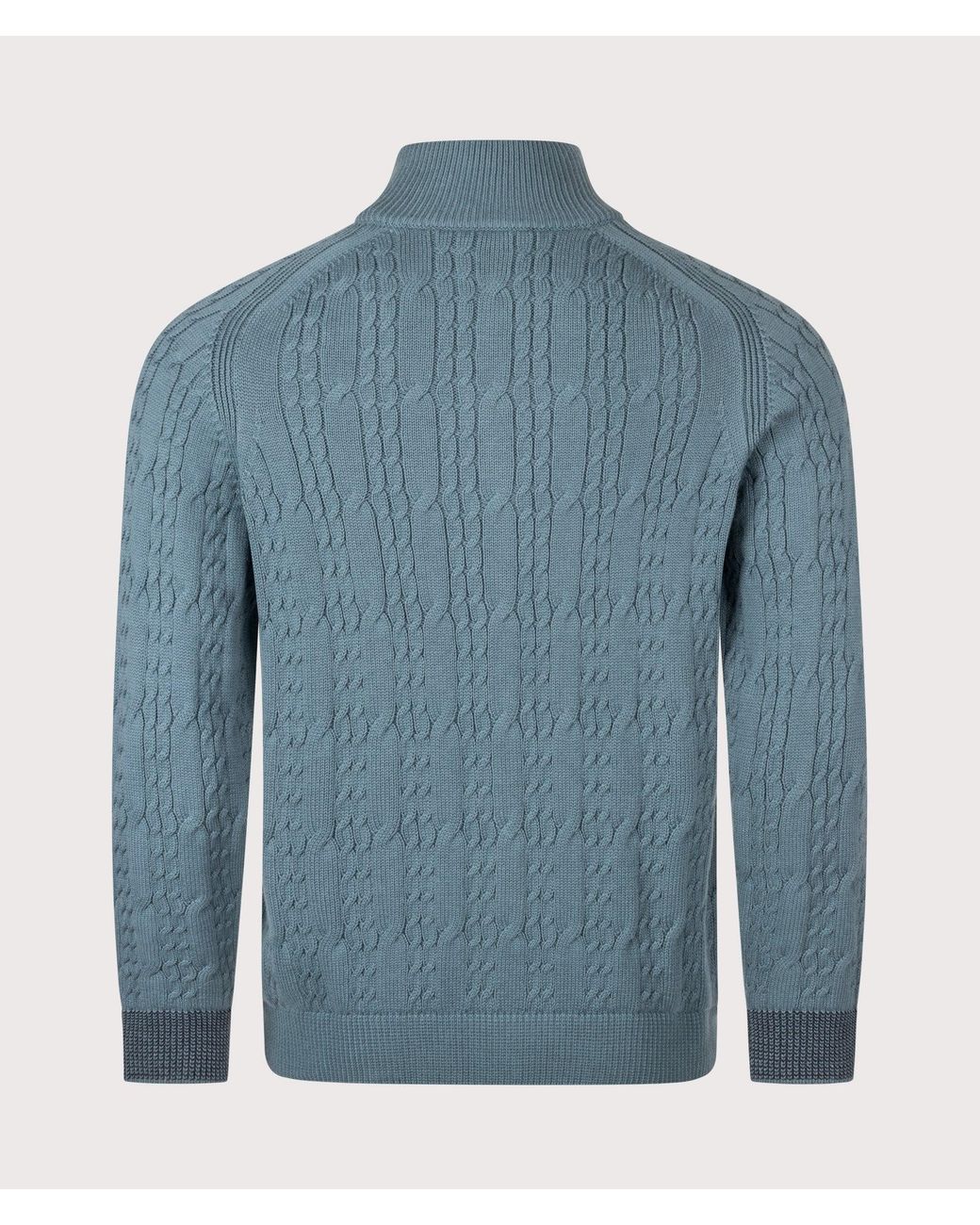 Paul Smith Blue Cable Knit Zip Through Cardigan for men