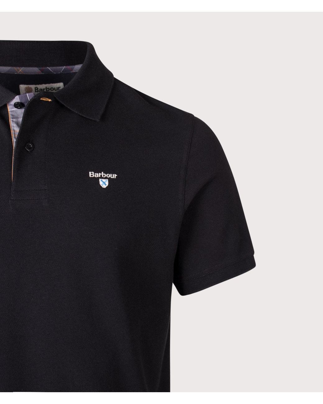 Barbour Blue Tartan Piqué Polo Shirt for men