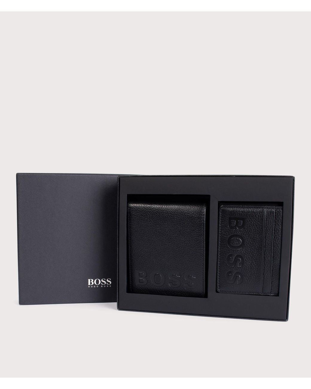 Boss Black Wallet And Card Holder Set for men