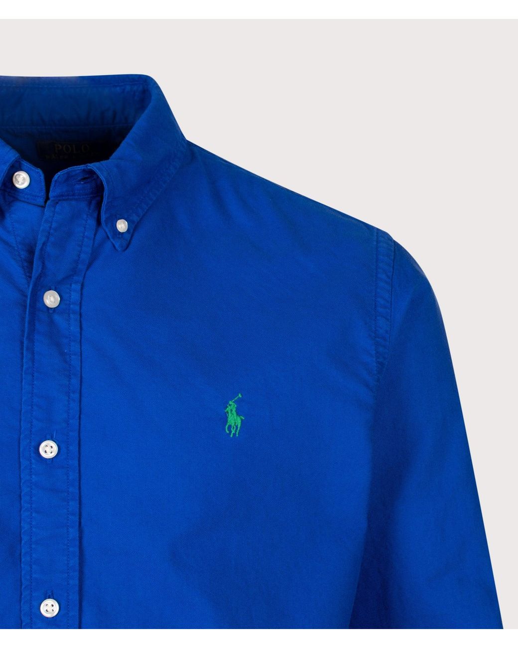 Polo Ralph Lauren Blue Custom Fit Garment-Dyed Oxford Shirt for men