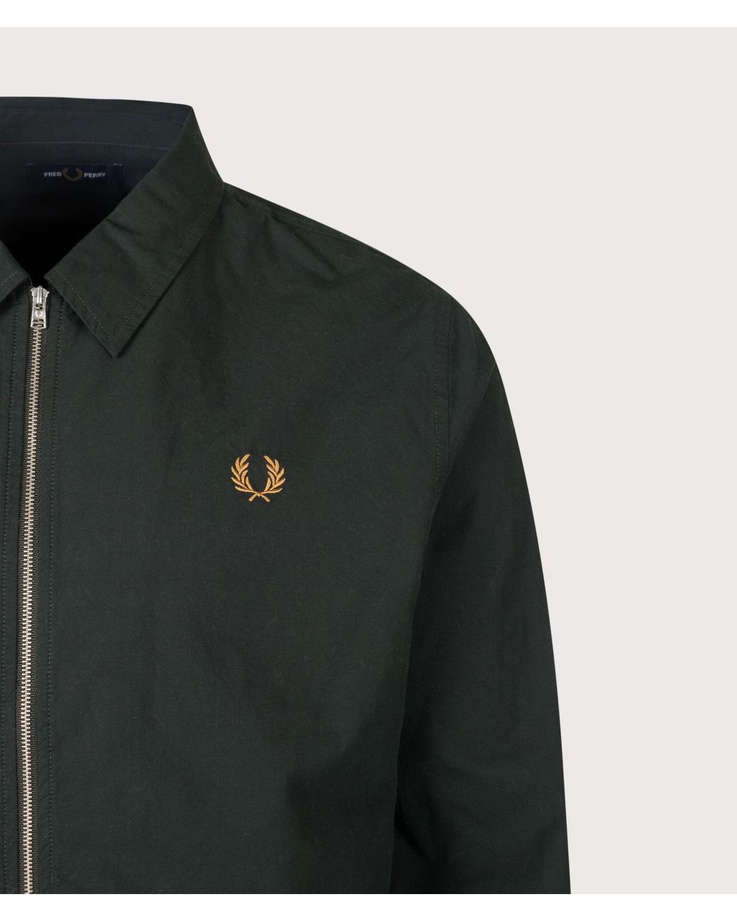 Fred Perry Green Regular Fit Zip Through Poplin Overshirt for men
