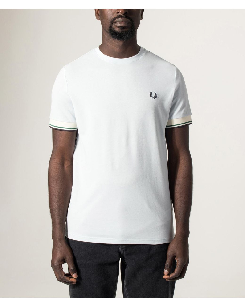Fred Perry White Regular Fit Twin Tipped Cuff T-Shirt for men