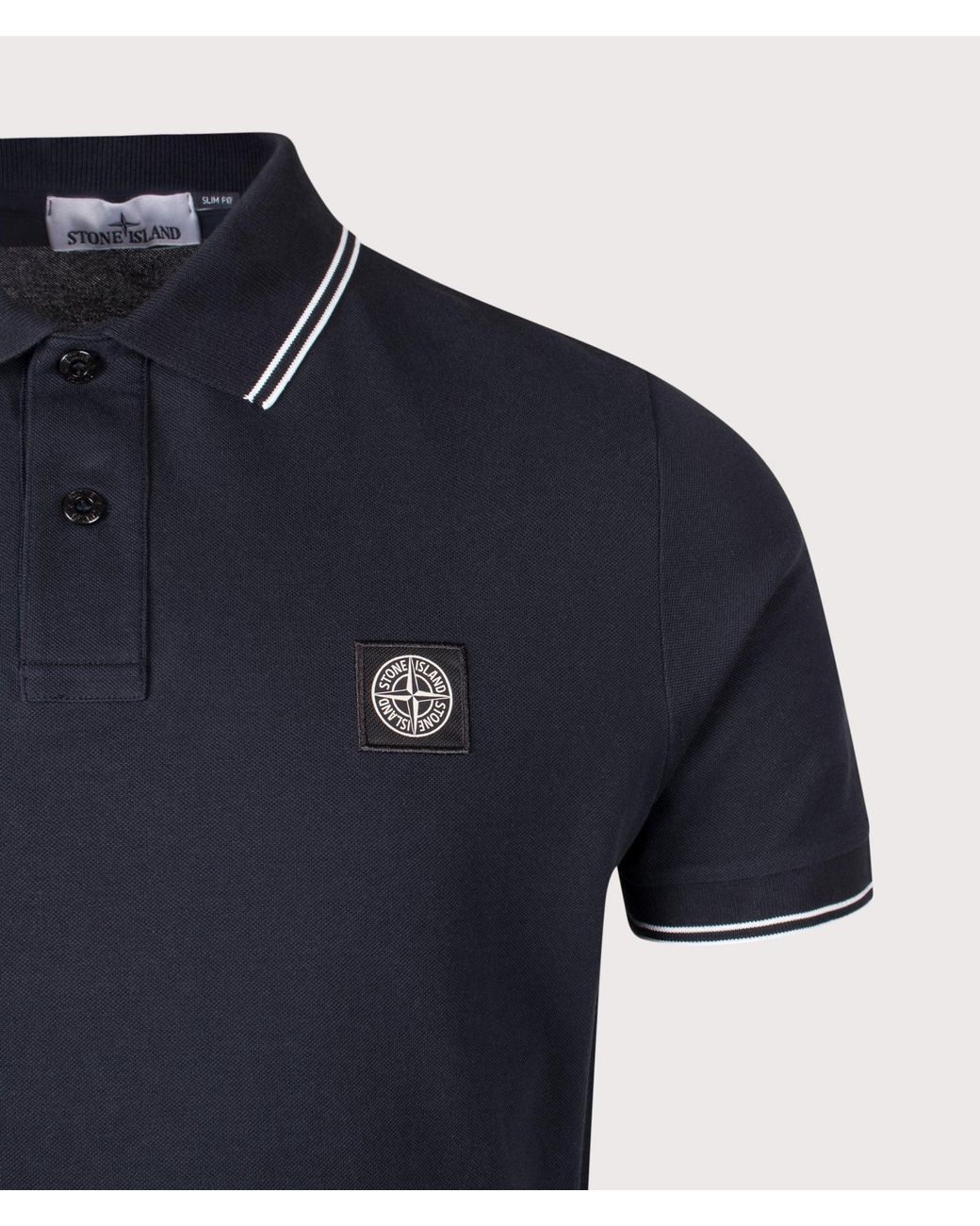 Stone Island Blue Slim Fit Organic Cotton Polo Shirt for men
