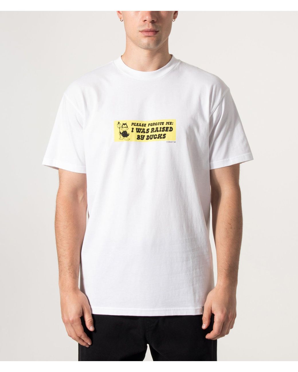 Carhartt White Loose Fit Bumper Stickers T-Shirt for men