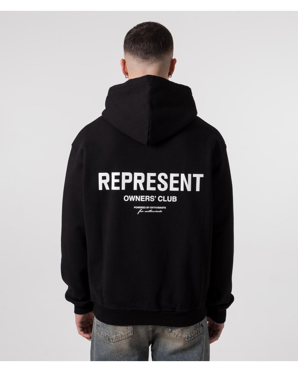 Represent Black Oversized Fit Owners Club Hoodie for men