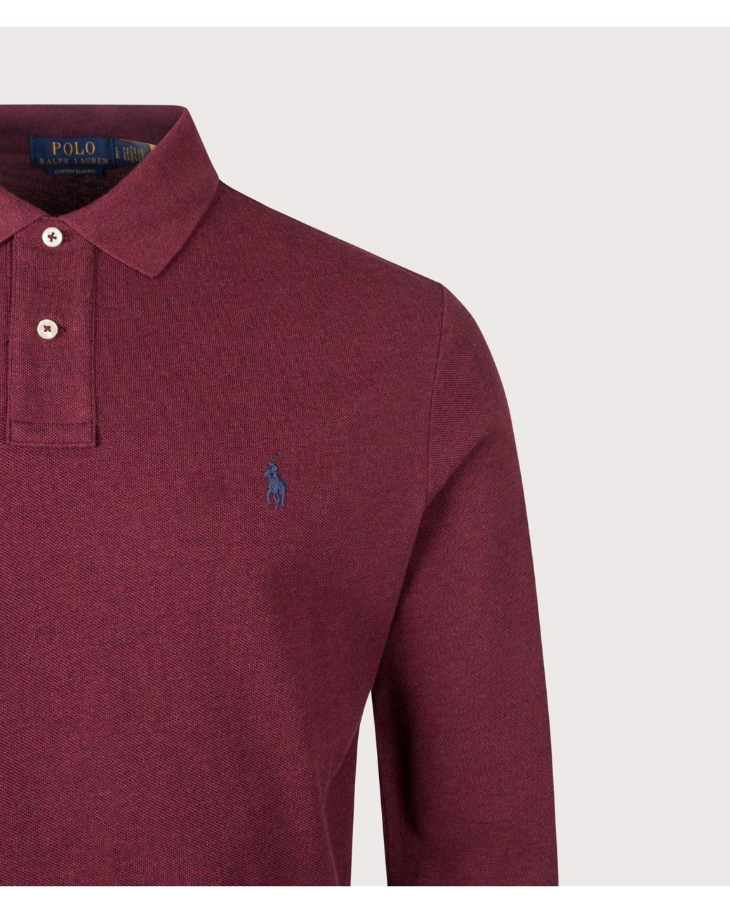 Polo Ralph Lauren Red Custom Slim Fit Long Sleeve Polo Shirt for men