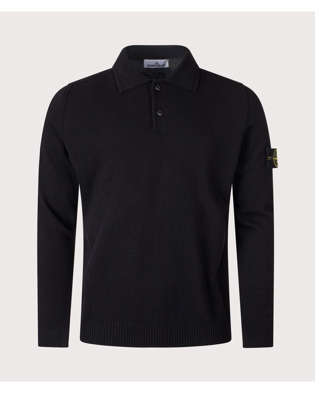 Stone Island Blue Loose Fit Light Rws Geelong Wool Polo Collar Jumper for men