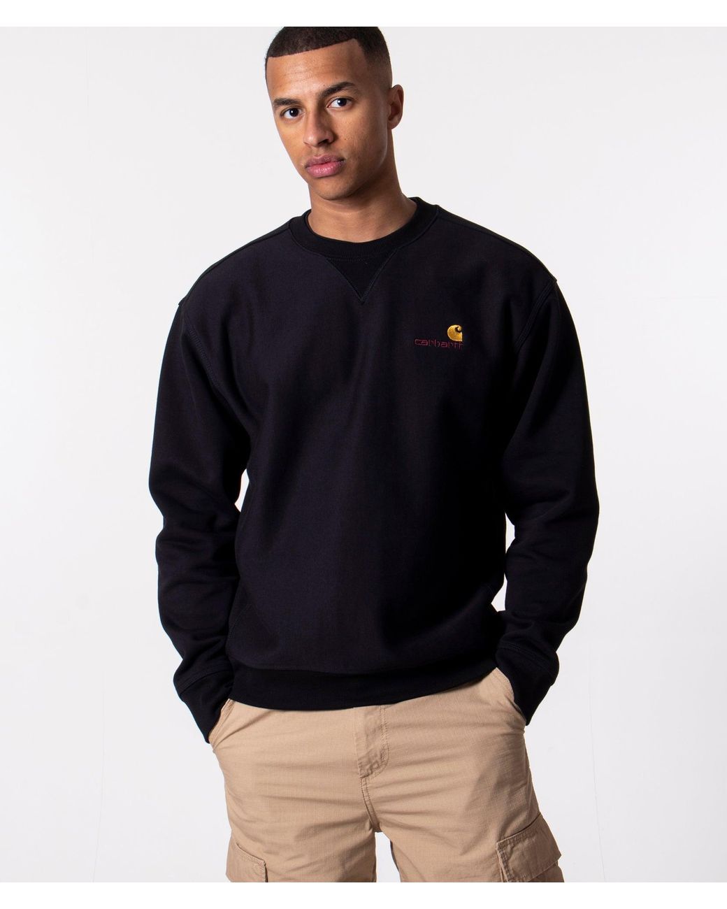 Carhartt Blue Loose Fit American Script Sweatshirt for men