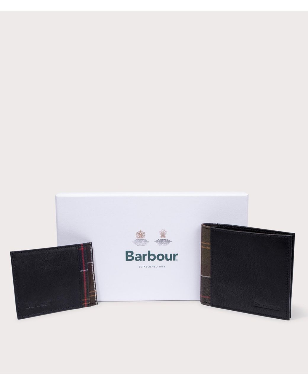 Barbour Black Wallet & Card Holder Gift Set for men