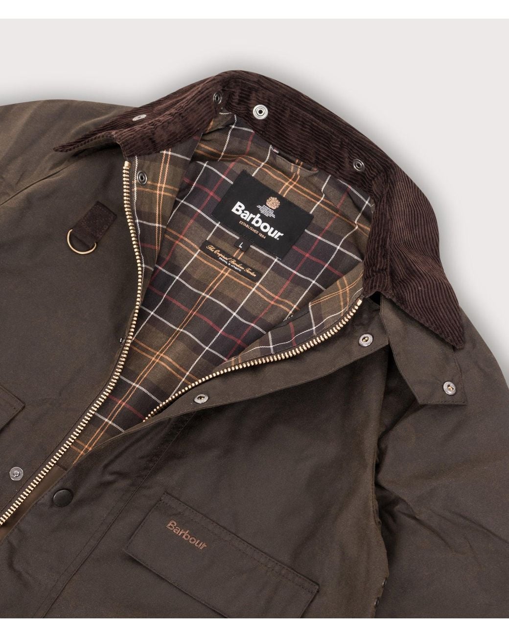 Barbour Gray Cropped Spey Wax Jacket for men