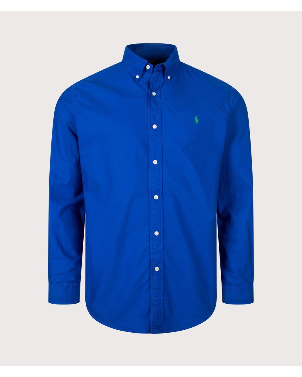 Polo Ralph Lauren Blue Custom Fit Garment-Dyed Oxford Shirt for men